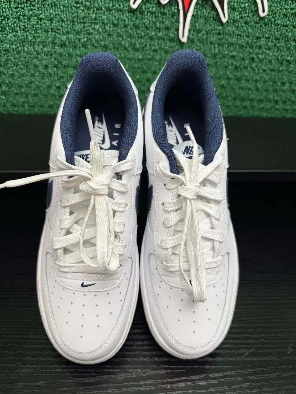 Nike Air Force 1 GS White/Midnight Navy Youth Size 6.5/8W Brand New